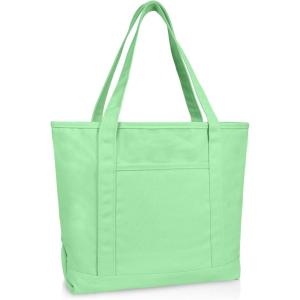 imageDALIX 20quot Solid Color Cotton Canvas Shopping Tote Bag in LavenderMint Green