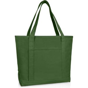 imageDALIX 20quot Solid Color Cotton Canvas Shopping Tote Bag in LavenderOlive