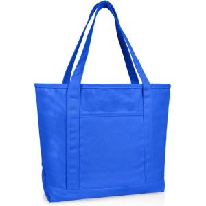 imageDALIX 20quot Solid Color Cotton Canvas Shopping Tote Bag in LavenderRoyal Blue