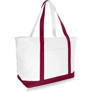 imageDALIX 23quot Premium 24 oz Cotton Canvas Shopping Tote BagCrimson