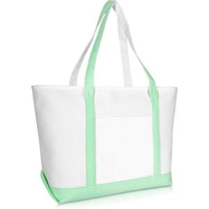 imageDALIX 23quot Premium 24 oz Cotton Canvas Shopping Tote BagMint Green