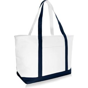 imageDALIX 23quot Premium 24 oz Cotton Canvas Shopping Tote BagNavy Blue