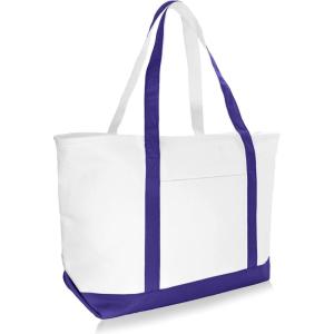 imageDALIX 23quot Premium 24 oz Cotton Canvas Shopping Tote BagPurple