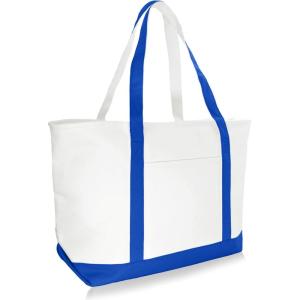 imageDALIX 23quot Premium 24 oz Cotton Canvas Shopping Tote BagRoyal Blue