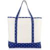 imageDALIX 22quot Shopping Tote Bag Heavy Cotton Canvas Zippered Navy Blue AnchorNavy Blue Anchor