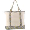 imageDALIX 22quot Shopping Tote Bag Heavy Cotton Canvas Zippered Navy Blue AnchorStriped Banana
