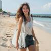 imageDALIX Daily Shoulder Tote Bag Premium Cotton in Mint GreenWhite