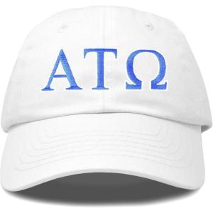 imageDALIX Alpha Tau Omega Fraternity Greek Letters Ball Cap Embroidered HatWhite