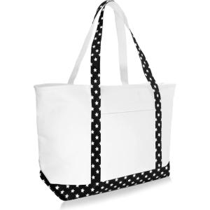 imageDALIX Daily Shoulder Tote Bag Premium Cotton in Mint GreenBlack Star
