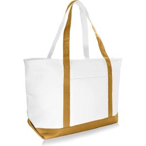 imageDALIX Daily Shoulder Tote Bag Premium Cotton in Mint GreenBrown