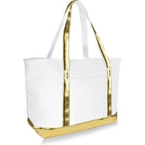 imageDALIX Daily Shoulder Tote Bag Premium Cotton in Mint GreenGold
