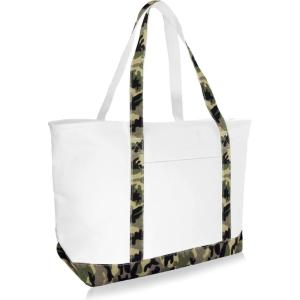 imageDALIX Daily Shoulder Tote Bag Premium Cotton in Mint GreenGreen Camouflage