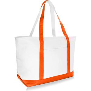 imageDALIX Daily Shoulder Tote Bag Premium Cotton in Mint GreenOrange