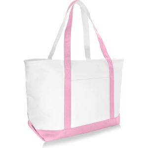 imageDALIX Daily Shoulder Tote Bag Premium Cotton in Mint GreenPink