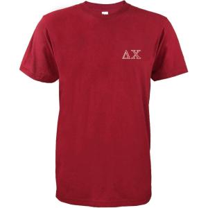 imageDALIX Delta Chi Greek Letters TShirt Mens Embroidered Fraternity ShirtMaroon