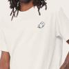 imageDALIX Ghost Embroidered Relaxed Heavy Soft Cotton T Shirt MensNatural