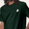 imageDALIX Ghost Life Embroidered Relaxed Heavy Soft Cotton T Shirt MensForest Green