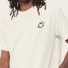 imageDALIX Ghost Life Embroidered Relaxed Heavy Soft Cotton T Shirt MensNatural