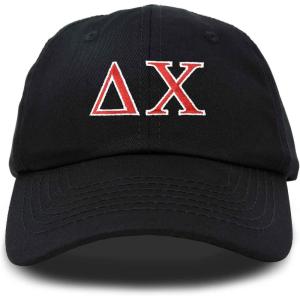 imageDALIX Delta Chi Fraternity Greek Letters Ball Cap Embroidered HatBlack
