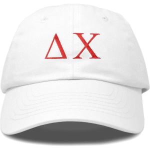 imageDALIX Delta Chi Fraternity Greek Letters Ball Cap Embroidered HatWhite
