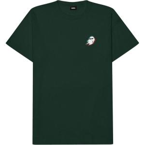 imageDALIX Ghost Life Embroidered Relaxed Heavy Soft Cotton T Shirt MensForest Green