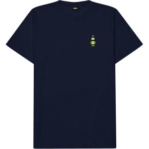 imageDALIX Robot Glow in The Dark Embroidered Relaxed Heavy Soft Cotton T Shirt MensNavy Blue