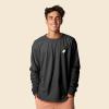 imageDALIX Ghost Embroidered Long Sleeve Tee Lightweight Soft Cotton Shirt MensAsphalt Gray