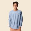 imageDALIX Ghost Embroidered Long Sleeve Tee Lightweight Soft Cotton Shirt MensBaby Blue