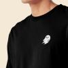 imageDALIX Ghost Embroidered Long Sleeve Tee Lightweight Soft Cotton Shirt MensBlack