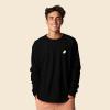 imageDALIX Ghost Embroidered Long Sleeve Tee Lightweight Soft Cotton Shirt MensBlack