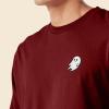 imageDALIX Ghost Embroidered Long Sleeve Tee Lightweight Soft Cotton Shirt MensCardinal Red