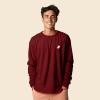 imageDALIX Ghost Embroidered Long Sleeve Tee Lightweight Soft Cotton Shirt MensCardinal Red