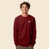 imageDALIX Ghost Embroidered Long Sleeve Tee Lightweight Soft Cotton Shirt MensCardinal Red