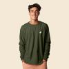 imageDALIX Ghost Embroidered Long Sleeve Tee Lightweight Soft Cotton Shirt MensMilitary Green