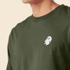 imageDALIX Ghost Embroidered Long Sleeve Tee Lightweight Soft Cotton Shirt MensMilitary Green
