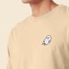 imageDALIX Ghost Embroidered Long Sleeve Tee Lightweight Soft Cotton Shirt MensSoft Cream
