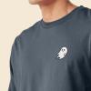 imageDALIX Ghost Embroidered Long Sleeve Tee Lightweight Soft Cotton Shirt MensVintage Navy