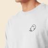 imageDALIX Ghost Embroidered Long Sleeve Tee Lightweight Soft Cotton Shirt MensWhite