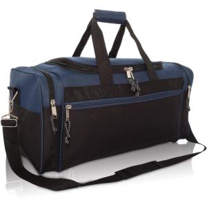 imageDALIX 21quot Blank Sports Duffle Bag Gym Bag Travel Duffel with Adjustable Strap in GoldNavy Blue