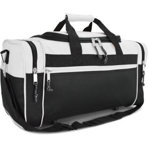 imageDALIX 21quot Blank Sports Duffle Bag Gym Bag Travel Duffel with Adjustable Strap in GoldWhite