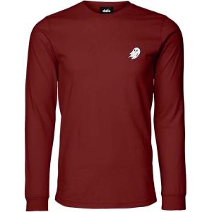 imageDALIX Ghost Embroidered Long Sleeve Tee Lightweight Soft Cotton Shirt MensCardinal Red