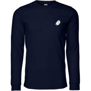 imageDALIX Ghost Embroidered Long Sleeve Tee Lightweight Soft Cotton Shirt MensNavy Blue