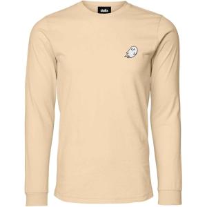 imageDALIX Ghost Embroidered Long Sleeve Tee Lightweight Soft Cotton Shirt MensSoft Cream