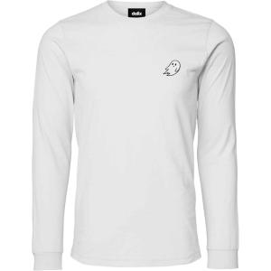 imageDALIX Ghost Embroidered Long Sleeve Tee Lightweight Soft Cotton Shirt MensWhite