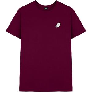imageDALIX Ghost Embroidered Soft Cotton Short Sleeve T Shirt MensMaroon
