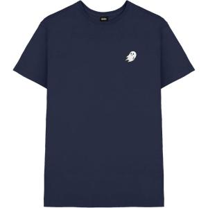 imageDALIX Ghost Embroidered Soft Cotton Short Sleeve T Shirt MensNavy Blue