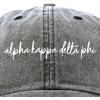 imageDALIX Alpha Kappa Delta Phi Cursive Sorority Hat Womens Baseball CapWashed Black