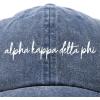 imageDALIX Alpha Kappa Delta Phi Cursive Sorority Hat Womens Baseball CapWashed Navy Blue