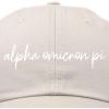 imageDALIX Alpha Omicron Pi Cursive Hat Fraternity Womens Embroidered CapBeige