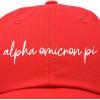 imageDALIX Alpha Omicron Pi Cursive Hat Fraternity Womens Embroidered CapRed